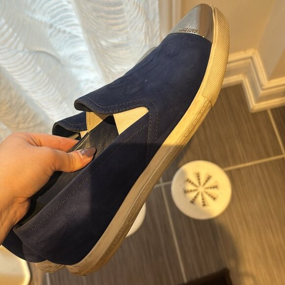 Authentic Miu Miu Blue Velvet Pointed Cap Toe Slip On - Picture 8 of 9